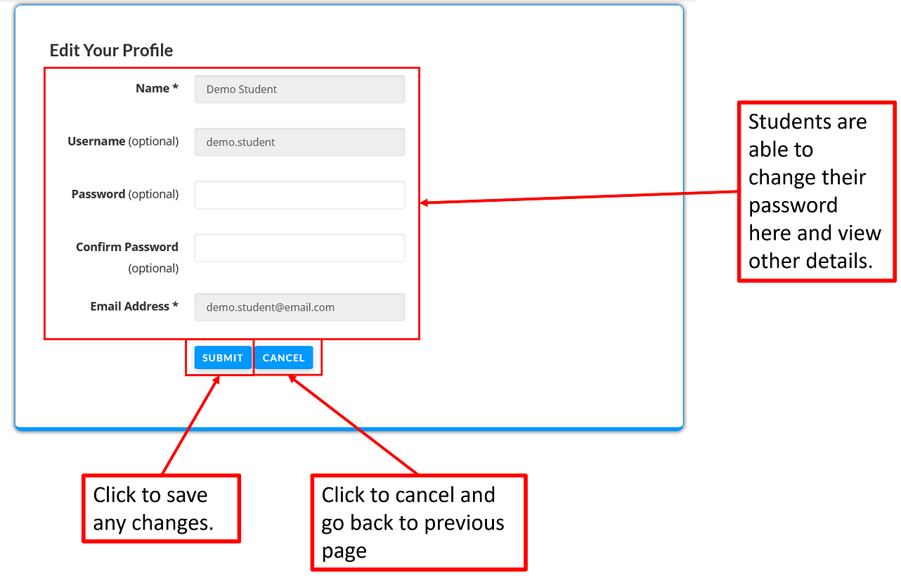Student Profile edit